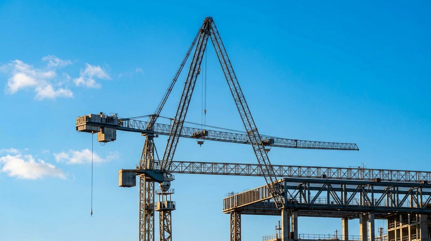 Industrial crane silhouette at dusk